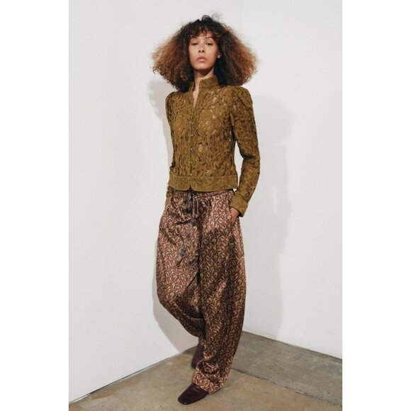 ZARA ZW COLLECTION LACE JACKET WITH BALLOON SLEEVES - Picture 2 of 6